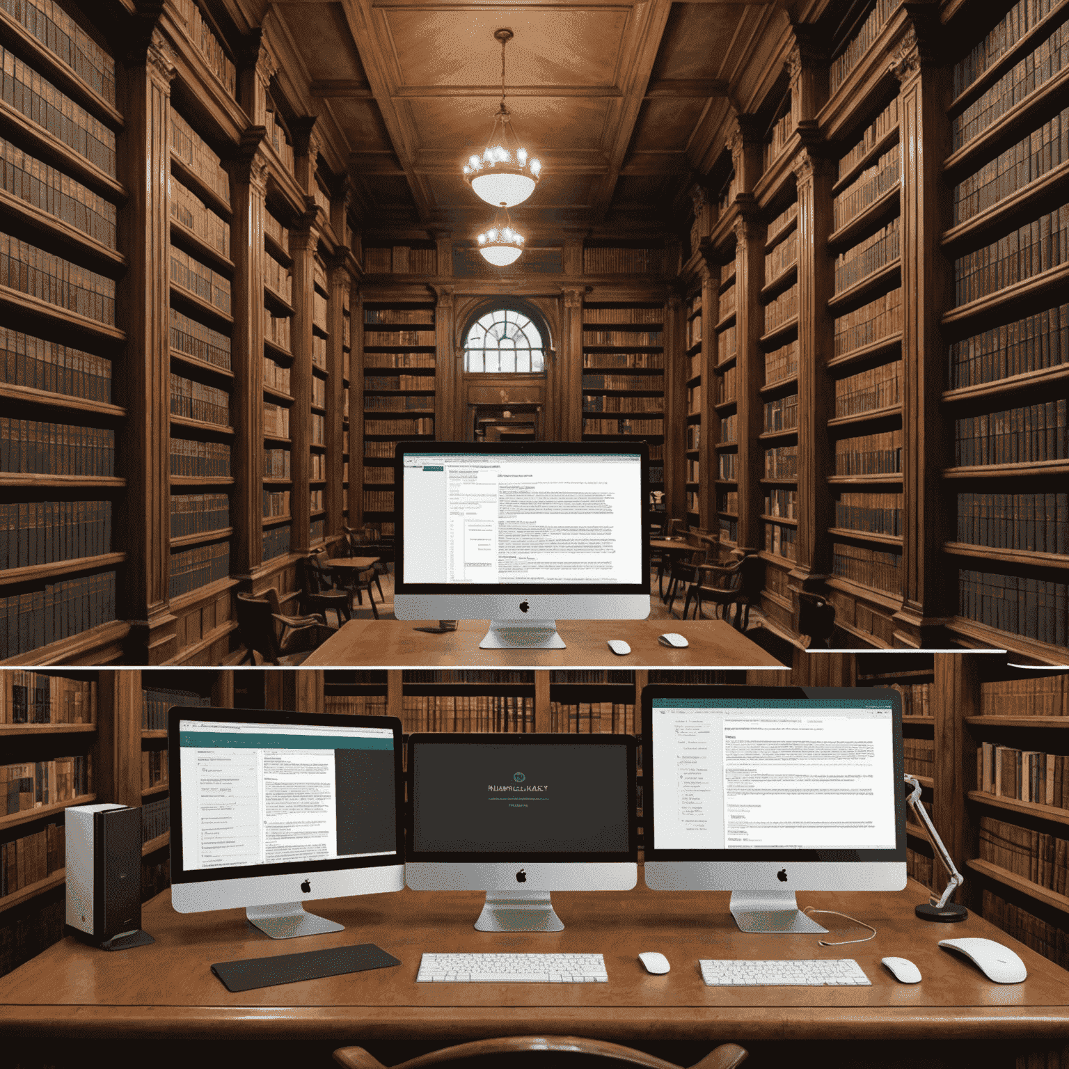 A split-screen image showing a traditional law library on one side and a modern computer setup with AI-assisted legal research on the other